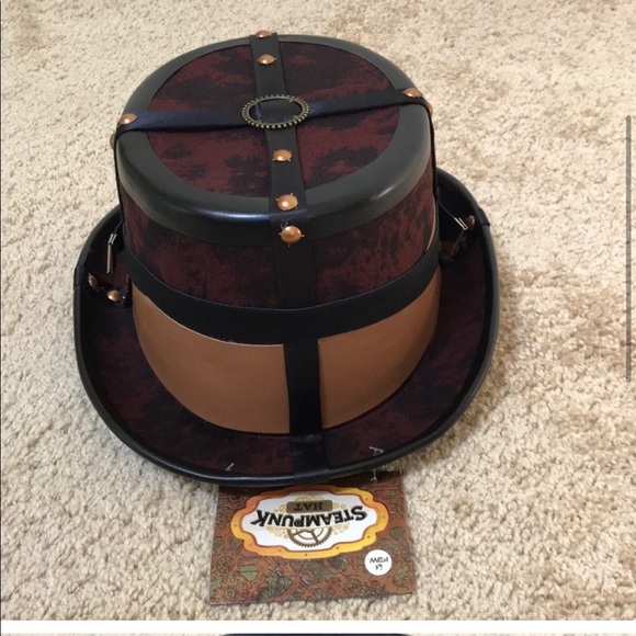 New! Steam punk unisex Halloween hat with glasses and center piece . - Picture 3 of 7